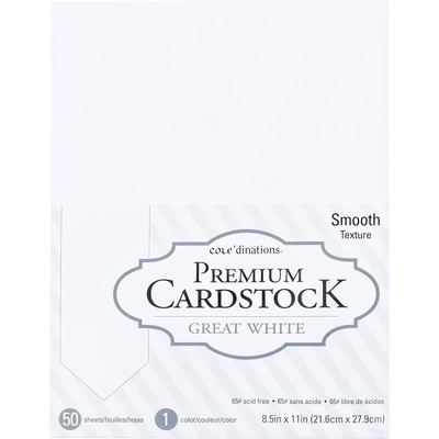 Набор кардстока DCWV Core'dinations Value Pack Smooth Cardstock, Great White, 21.6х27.9 см, 50 листов, белый