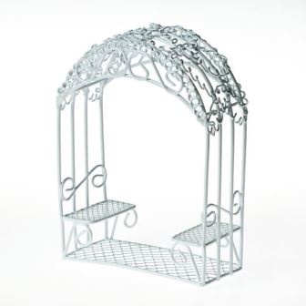 Металлическая садовая мини альтанка, белая, 5х4х12см