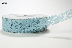 Ажурная лента Floral / Felt - Light Blue, ширина 38,1 мм, 90 см