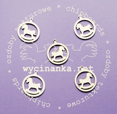 Чипборд от Wycinanka - Медальоны с лошадкой, 3,5x4 см, 5 шт.
