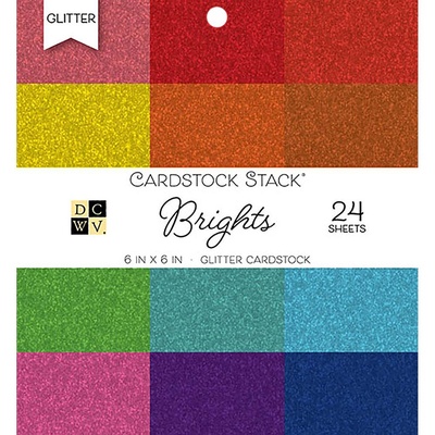 Набор кардстока DCWV Brights Glitter Solid, 15х15 см, 24 листа, с глиттером