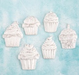Набор украшений от Prima Marketing - Shabby Chic Treasures Resin Embellishments - Cupcakes, 6 шт