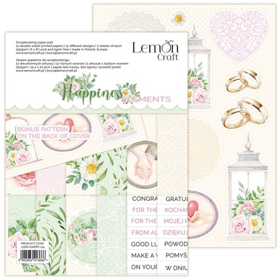 Набір паперу для скрапбукінгу Lemoncraft - Happiness Basic, 15.2х20.3 см, елементи для вирізання