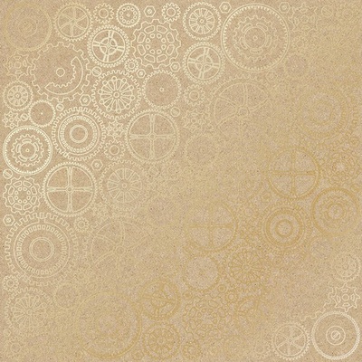 Лист односторонней бумаги с фольгированием Golden Gears Kraft 30,5х30,5 см, ТМ Фабрика Декора
