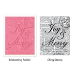 Папка для тиснения и резиновый штамп от Sizzix - Textured Impressions Embossing Folder w/Stamp - Joy & Merry Set