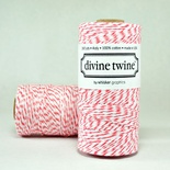 Хлопковый шнур от Divine Twine - Coral, 1 мм, цвет коралловый/белый, 1м