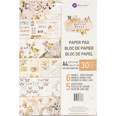 Набор скрапбумаги Prima - Apricot Honey, формат А4, 21х30 см, 30 листов, двусторонняя