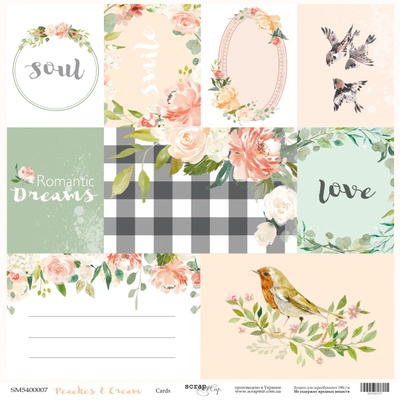 Лист односторонней бумаги для вырезания от Scrapmir - Карточки (ENG) - Peaches & Cream, 30x30см