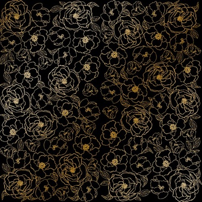 Лист односторонней бумаги с фольгированием Golden Pion Black, ТМ Фабрика Декора