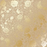 Аркуш одностороннього паперу з фольгуванням, дизайн Golden Peony Passion Kraft, 30,5см х 30,5см, ТМ Фабрика Декору