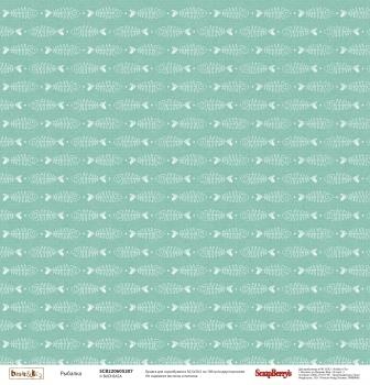 Бумага для скрапбукинга от ScrapBerry's - Басик -Рыбалка, 30,5х30,5 см, 190 гр/м, двусторонняя, 1 лист