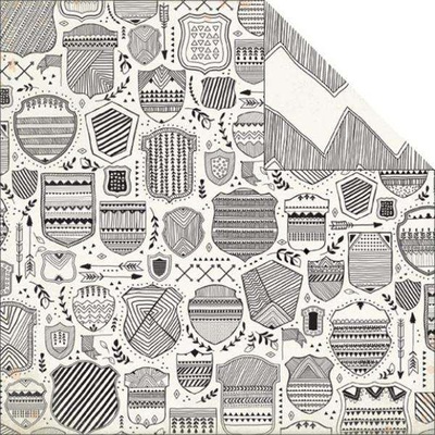 Лист скрапбумаги My Mind's Eye - Jubilee Tangerine - Awesome Shield, 30х30 см, двусторонняя