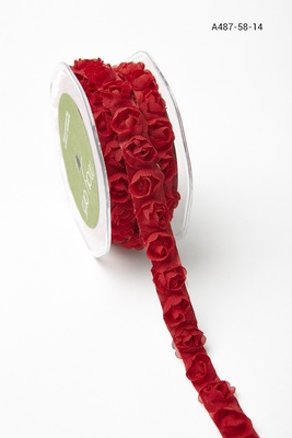 Лента - розочки самоклеющаяся от May Arts - Adhesive/Rosettes, цвет красный, 1,5 см, 90 см