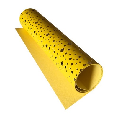 Отрез кожзама с тиснением  золотой фольгой Golden Stars Yellow, 50см х 25см, ТМ Фабрика Декора