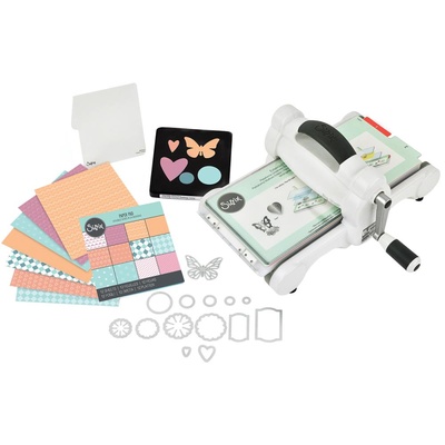 Машинка для вырубки и тиснения Sizzix Big Shot Machine White & Gray, бело-серая (с платформой и пластинами), стартовый набор 
