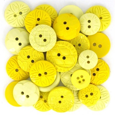 Набор декоративных пуговиц Dress It Up - Yellow, 50шт, размер от 1 до 1,8 см