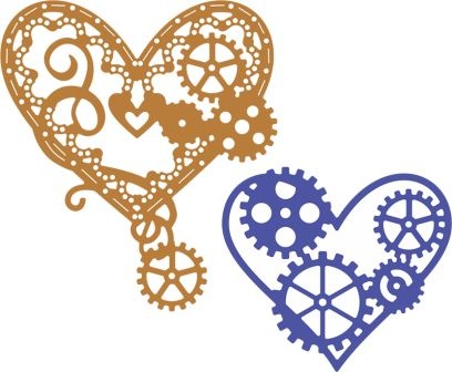 Нож для вырубки от Cheery Lynn Designs - Hearts 'n Gears (Set of 2) (Steampunk Series)