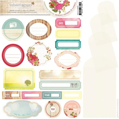 Набор наклеек Webster's Pages - Strawberry Fields - Memory Pockets & Labels