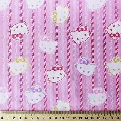 Хлопок, "Hello, Kitty", на розовом фоне в полоску, 50х40см
