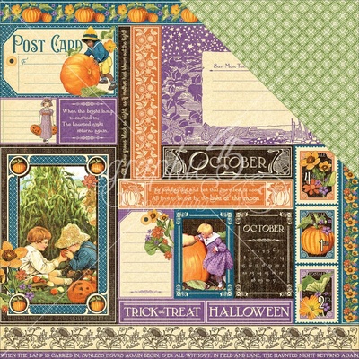 ЦЕНА СНИЖЕНА! Лист бумаги Graphic 45 - October Collection, размер 30х30 см, двусторонняя