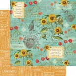 Лист бумаги Graphic 45 - Time to Flourish - August Flourish, размер 30х30 см, двусторонняя