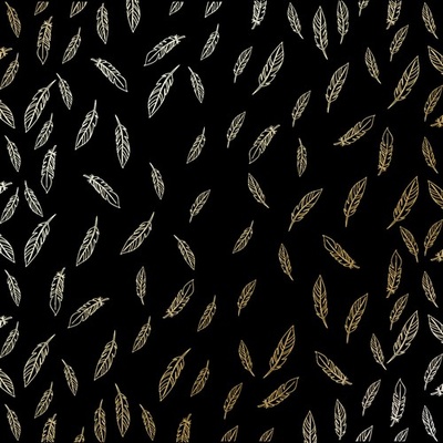 Лист односторонней бумаги с фольгированием Golden Feather Black,ТМ Фабрика Декора