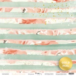 Лист односторонней бумаги с золотым тиснением от Scrapmir - Абстракция - Peaches & Cream, 30x30 см