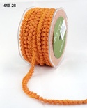 Тесьма с помпонами Mini Pom Pom, размер 10 мм, цвет оранжевый, 90 см