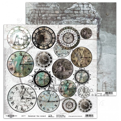 Лист скрапбумаги от ABstudio - Scrapbooking paper "Take me there" 9/10 - Mist / Remember the moment - 30х30см