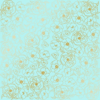 Лист односторонней бумаги с фольгированием Golden Pion Turquoise,ТМ Фабрика Декора