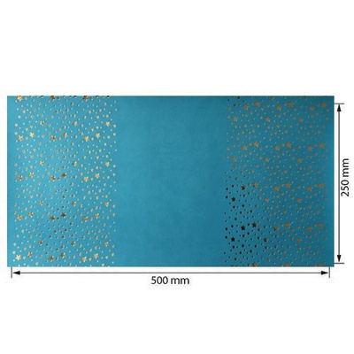 Отрез кожзама с тиснением  золотой фольгой Golden Stars Bright blue, 50см х 25см, ТМ Фабрика Декора