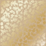 Аркуш одностороннього паперу з фольгуванням, дизайн Golden Pine cones Kraft, 30,5см х 30,5см, ТМ Фабрика Декору