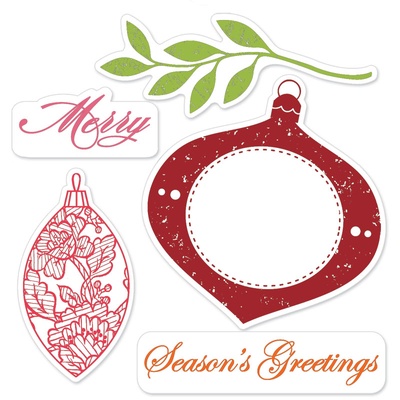 Лезвия и штампы - Sizzix - Framelits Die Set 5PK w/Stamps - Ornaments, 5 шт.