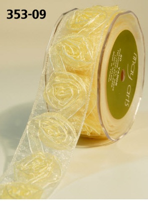 Лента от May Arts -  Sheer / Woven Rosette Ribbon, 3,8 см, цвет желтый, длина 90 см