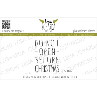 Акриловый штамп Lesia Zgharda TA166 Do not open before Christmas, размер 2.2х3 см