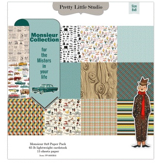 Набор бумаги для скрапбукинга от Pretty Little Studio - Monsieur Paper Pack
