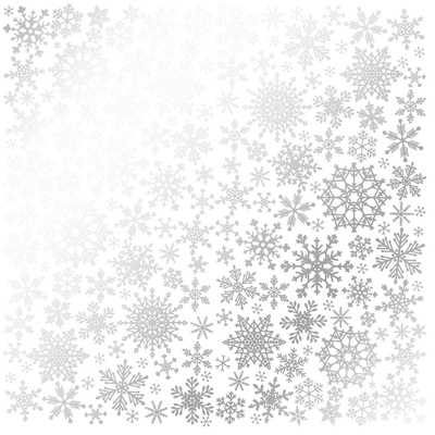 Аркуш одностороннього паперу зі срібним тисненням, дизайн Silver Snowflakes White, 30,5см х 30,5см, ТМ Фабрика Декору