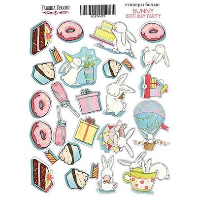 Набор наклеек Bunny birhtday party-1, ТМ Фабрика Декора