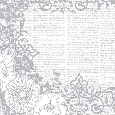 Лист бумаги HOTP - Color Me Silver Flowers and Words - для работы в технике резист, 30х30 см