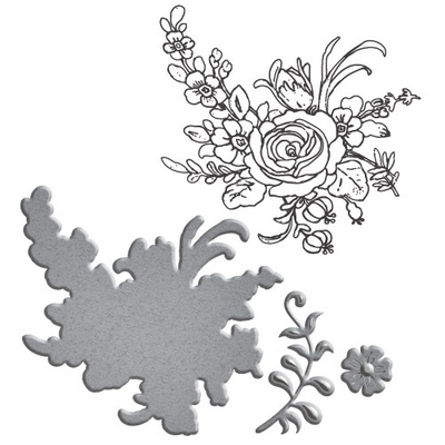 Нож для вырубки + штампы от Spellbinders - Flower Bouquet