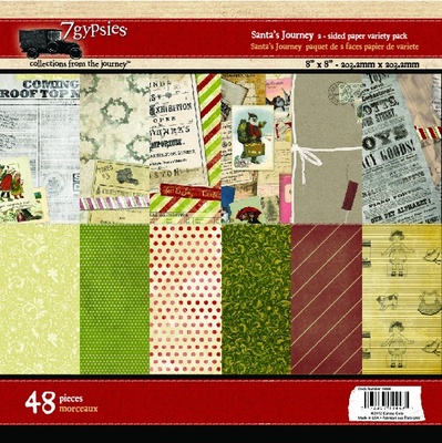 Набор бумаги 7Gypsies - Santas Journey - Paper Pack, 15х15 см, 24 листа, двусторонняя