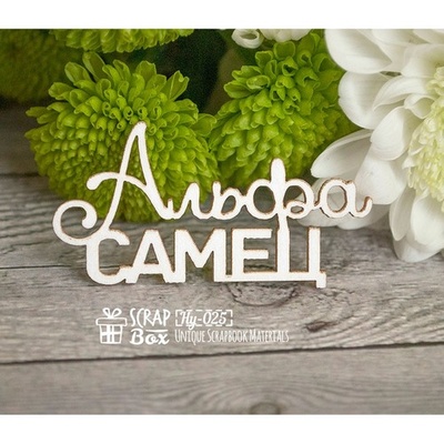 Чипборд ScrapBox - Надпись Альфа Самец Hy-025
