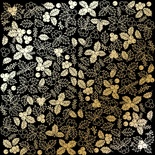 Аркуш одностороннього паперу з фольгуванням, дизайн Golden Winterberries Black, 30,5см х 30,5см, ТМ Фабрика Декору