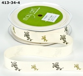 Лента Solid Ivory - Black & Gold Print Scrolls, ширина 19 мм, длина 90 см