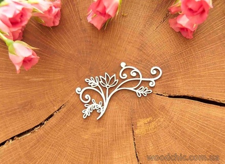 Чипборд от WOODchic - "Цветочный завиток", 7х3.2 см