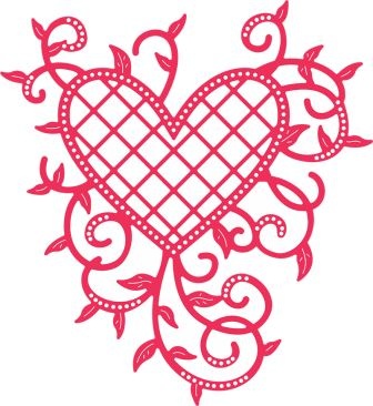 Нож для вырубки от Cheery Lynn Designs - Lattice Heart & Vines