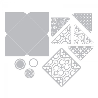 Ножи от Sizzix - Thinlits Plus Die Set 12PK - Envelope, Square, Конверт с ажурным квадратом