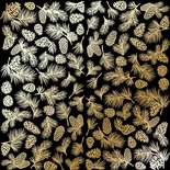 Аркуш одностороннього паперу з фольгуванням, дизайн Golden Pine cones Black, 30,5см х 30,5см, ТМ Фабрика Декору