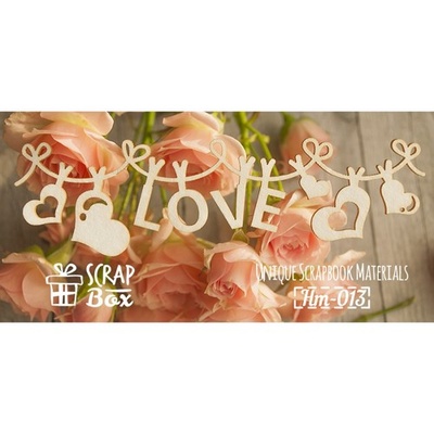 Чипборд ScrapBox - Надпись Love на веревочке