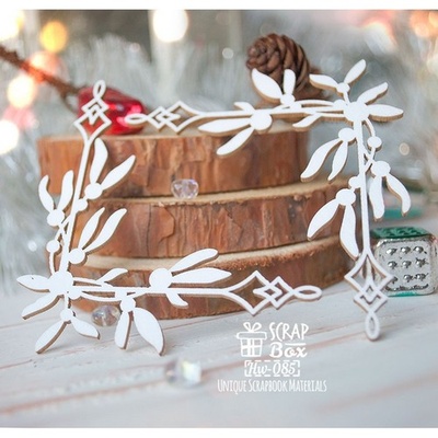 Чипборд ScrapBox - Уголки с омелой 2 шт. Hw-085